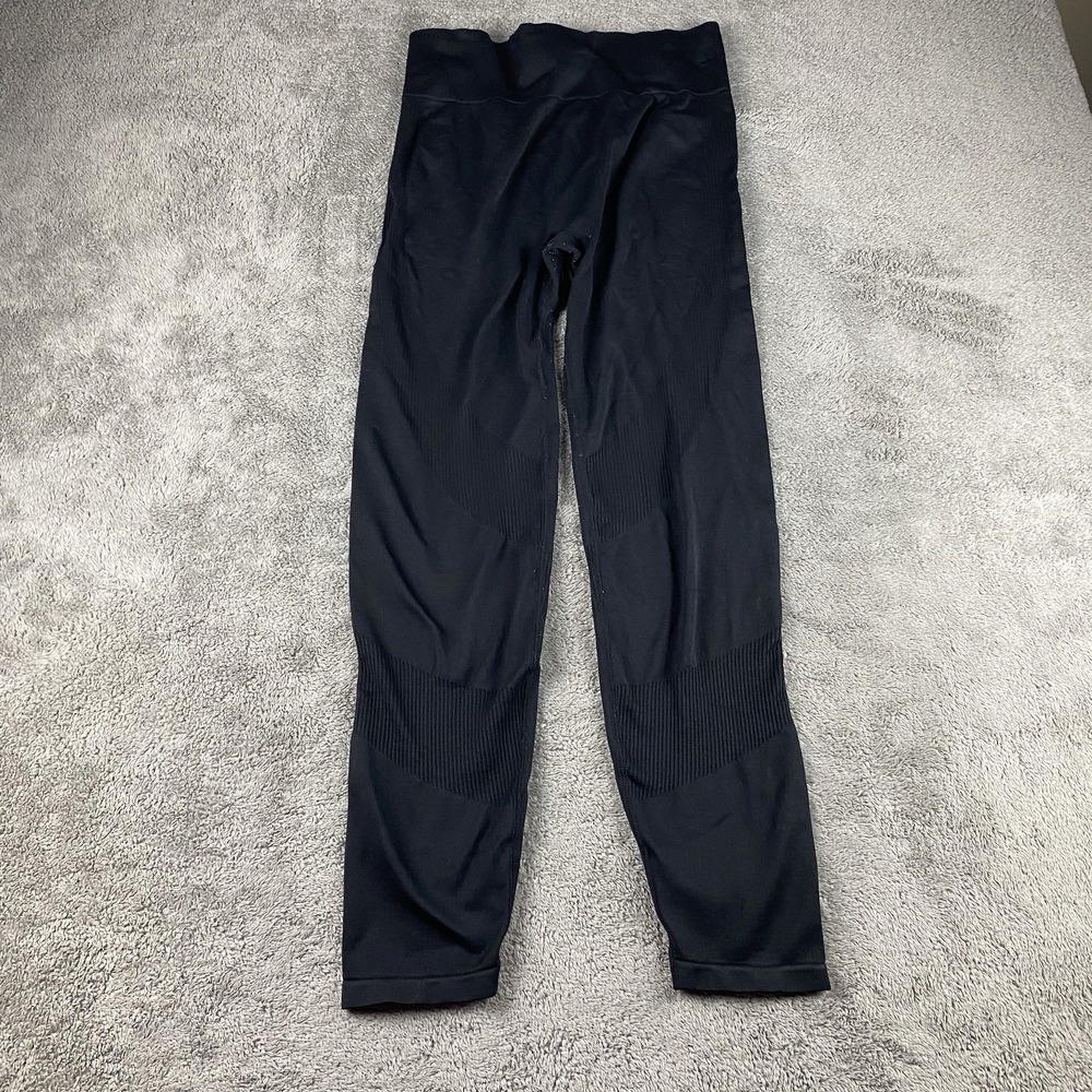 PINK Active Ribbed High Rise Leggings Womens Medium/ Large Black